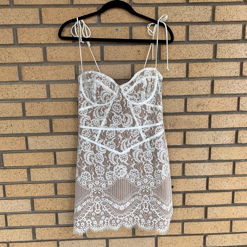 For Love & Lemons White Lace Mini Dress